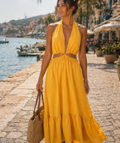Vestido longuete amarelo